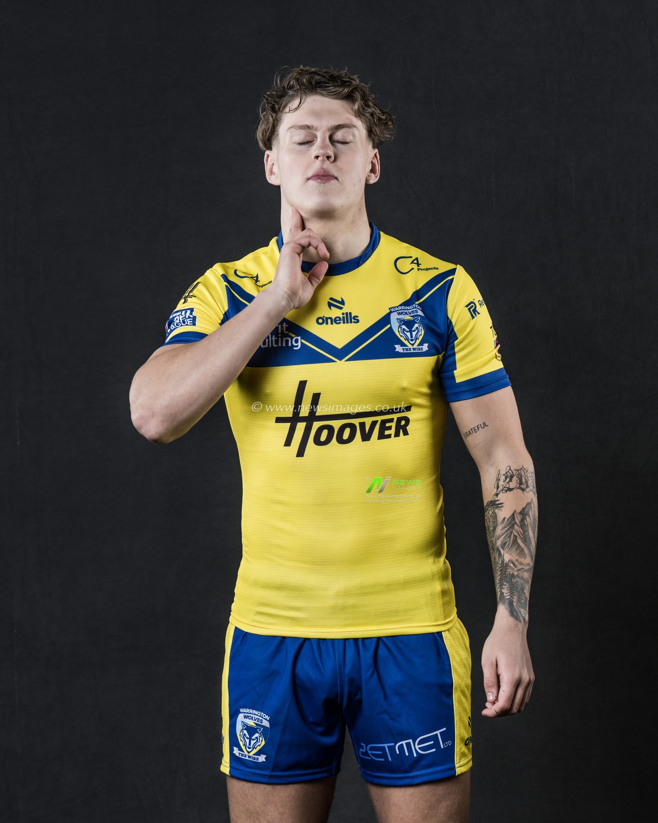 Arron Lindop in the Home kit during the Warrington Wolves Team media day at Warrington wolves training centre, Warrington, United Kingdom, 16th January 2025

(Photo by Craig Thomas/News Images)