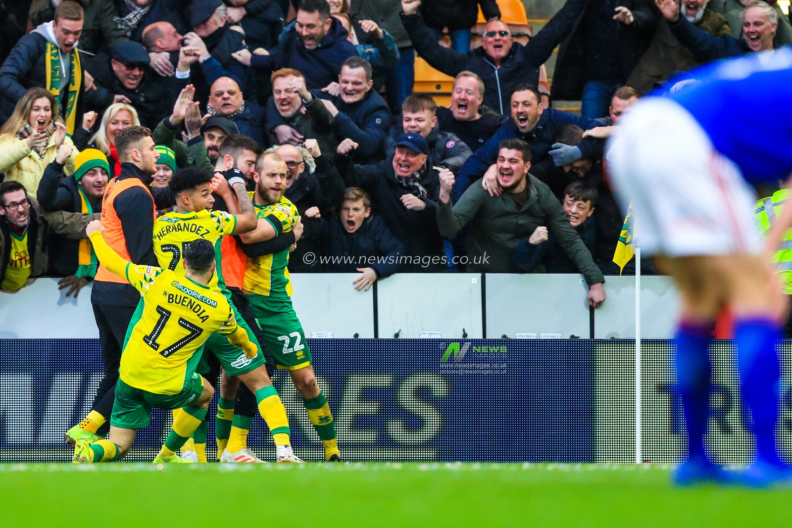 10th February 2019, Carrow Road, Norfolk, England; Sky Bet Championship, Norwich City vs Ipswich Town ;   Teemu Pukki (22) of Norwich City celebrates making it 2-0

Credit: Georgie Kerr/News Images

English Football League images are subject to DataCo Licence