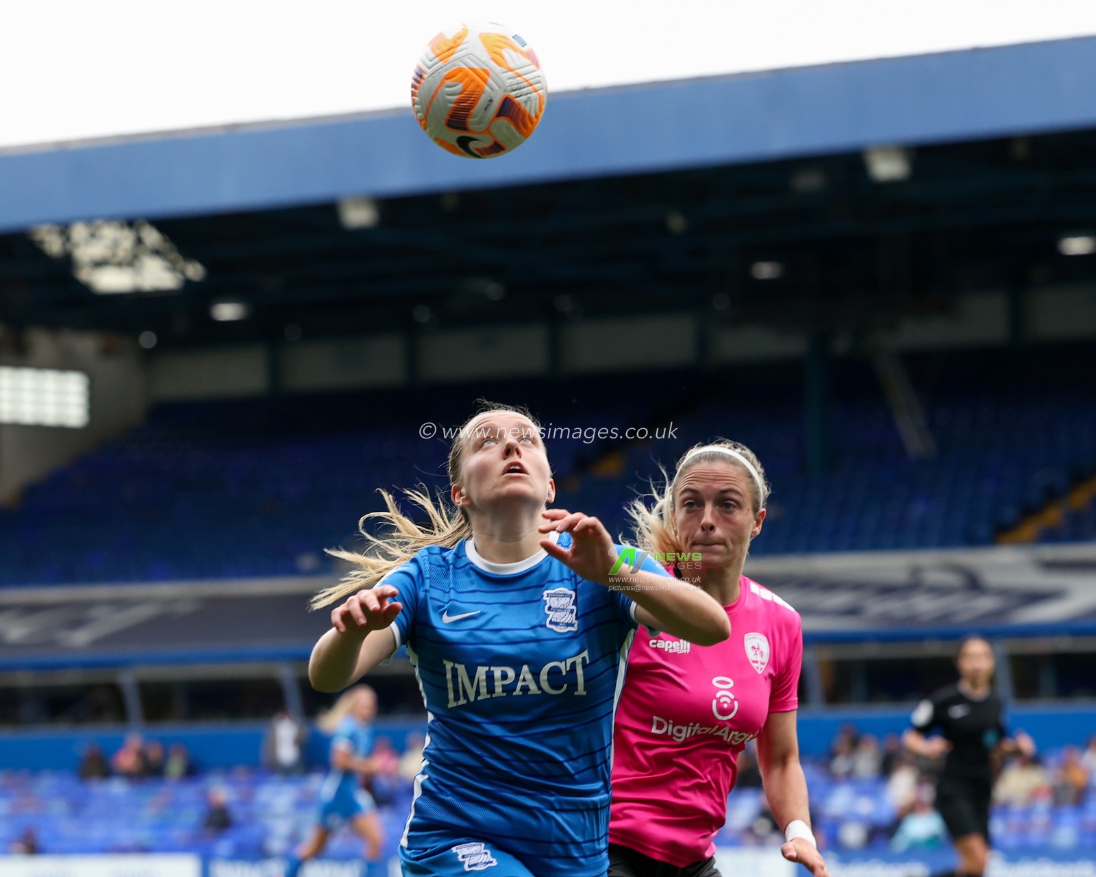 Harriet Scott #3 of Birmingham City =htb= whilst under pressure from Megan Alexander #3 of Coventry United during the The Fa Women's Super League match Birmingham City Women vs Coventry United Women at St Andrews, Birmingham, United Kingdom, 25th September 2022

(Photo by Simon Bissett/News Images)
