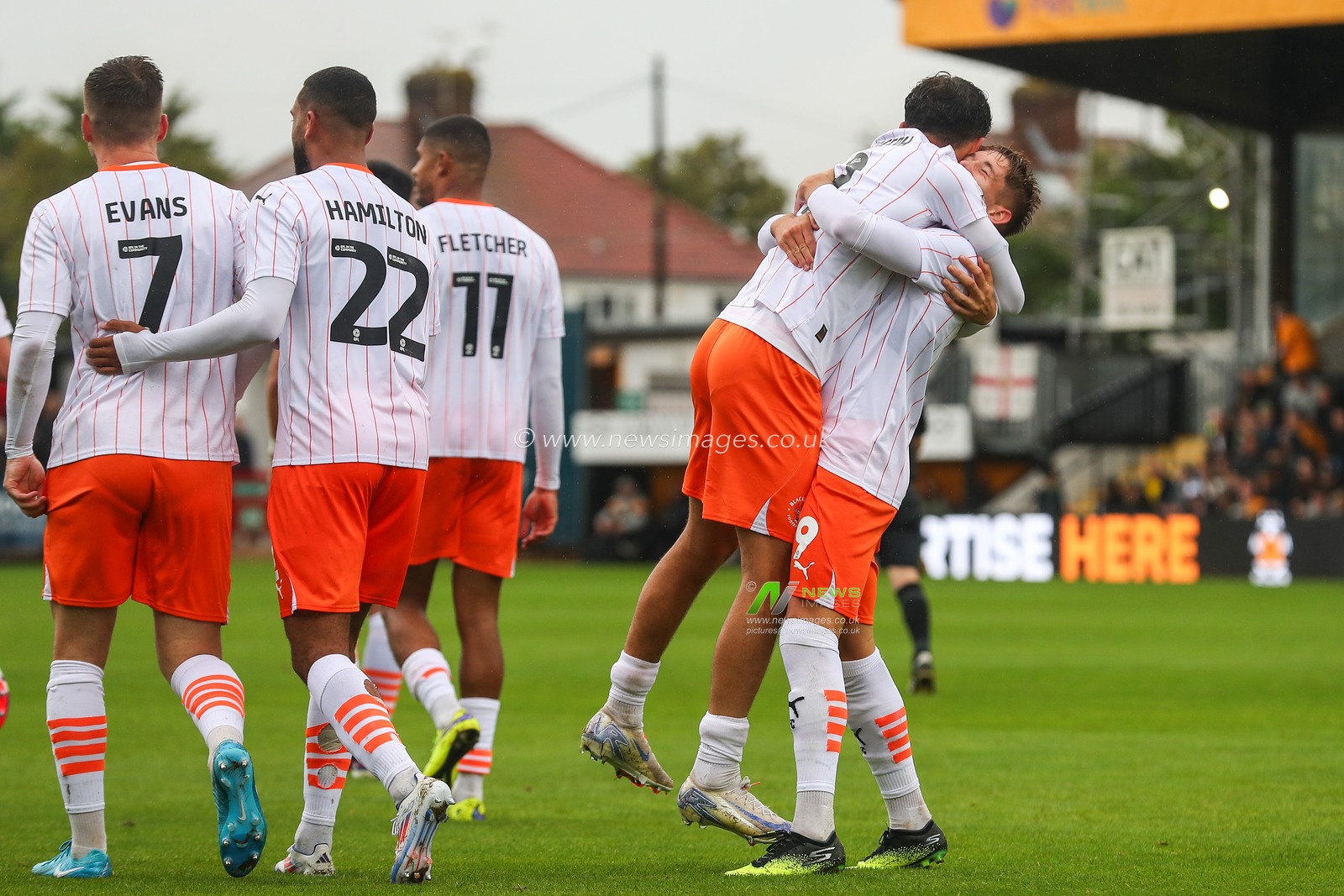 Dom Ballard of Blackpool celebrates his goal to make it 1-4 during the Sky Bet League 1 match Cambridge United vs Blackpool at Abbey Stadium, Cambridge, United Kingdom, 24th August 2024

(Photo by Gareth Evans/News Images)