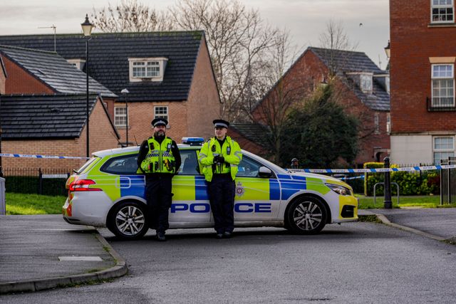 Police officers man a cordon on Cambridge Street, Derby, during a Major Explosives Incident in Derby that began on Thursday December 4 when police executed a warrant at an address on Vulcan Street, Derby, that saw two men arrested on suspicion of explosives offences and 200 homes evacuated (Maynard Manyowa / News Images)