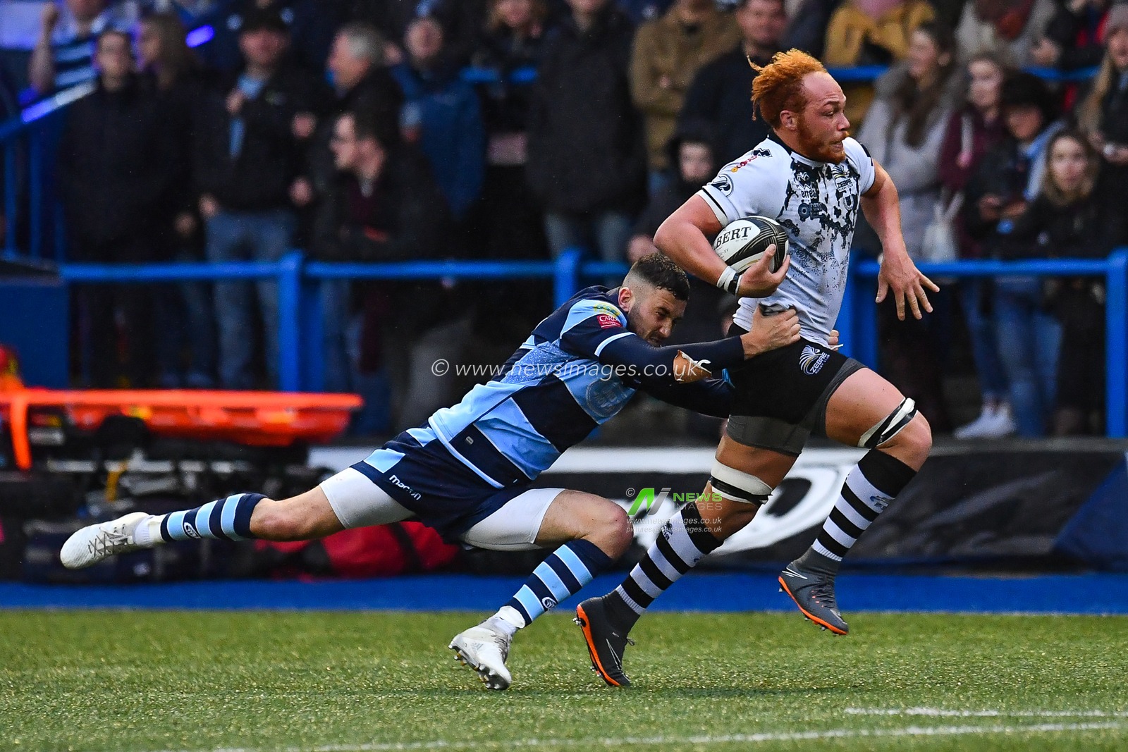 4th November , Cardiff Arms Park , Cardiff, Wales ; Guinness pro 14's Cardiff Blues v Zebre ; Antoine Kouassi Koffi of Zebre is tackled by Aled Summerhill of Cardiff Blues


Credit:  Craig Thomas/News Images