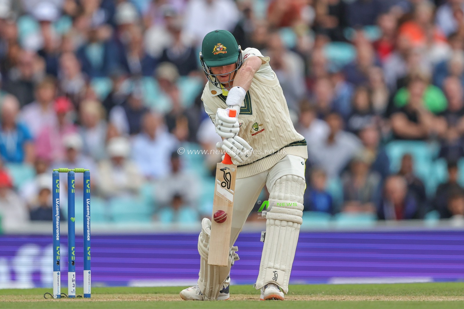 Marnus Labuschagne of Australia hits the ball for four runs during the LV= Insurance Ashes Fifth Test Series Day Five England v Australia at The Kia Oval, London, United Kingdom, 31st July 2023

(Photo by Mark Cosgrove/News Images)