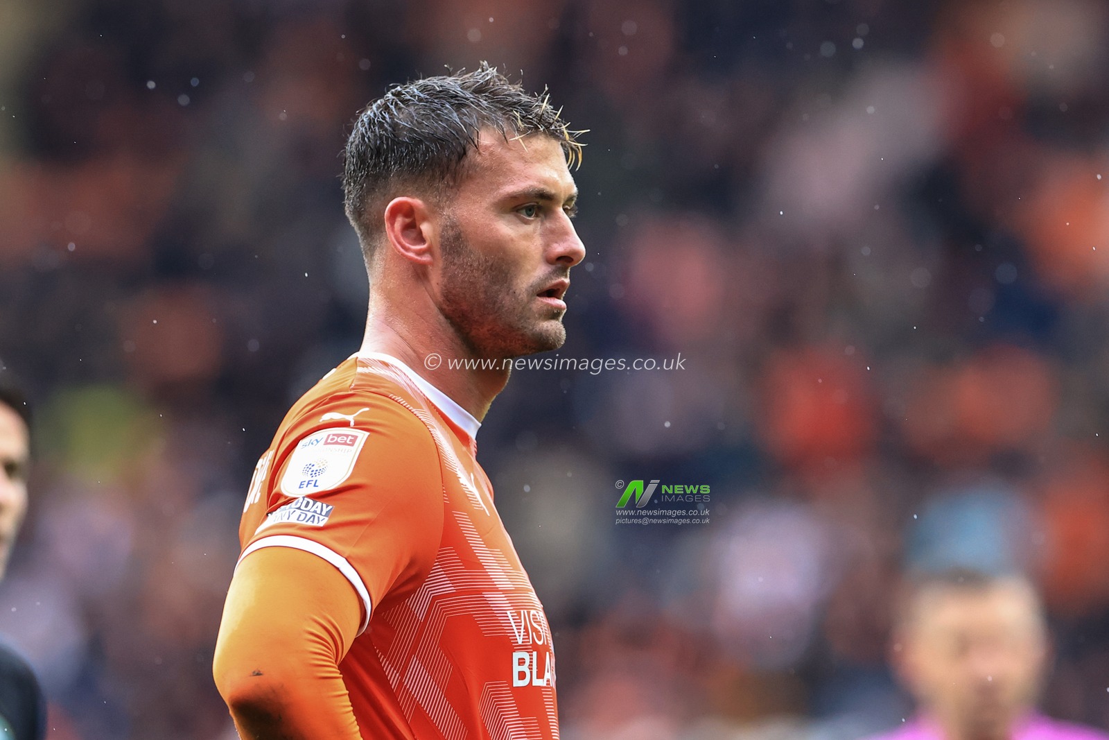 Gary Madine #14 of Blackpool during the game