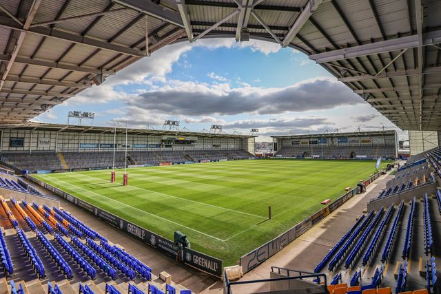 A general view of Halliwell Jones Stadium ahead of the Betfred Super League round 21 match Warrington Wolves vs Wigan Warriors at Halliwell Jones Stadium, Warrington, United Kingdom, 8th August 2025

(Photo by Alfie Cosgrove/News Images)
