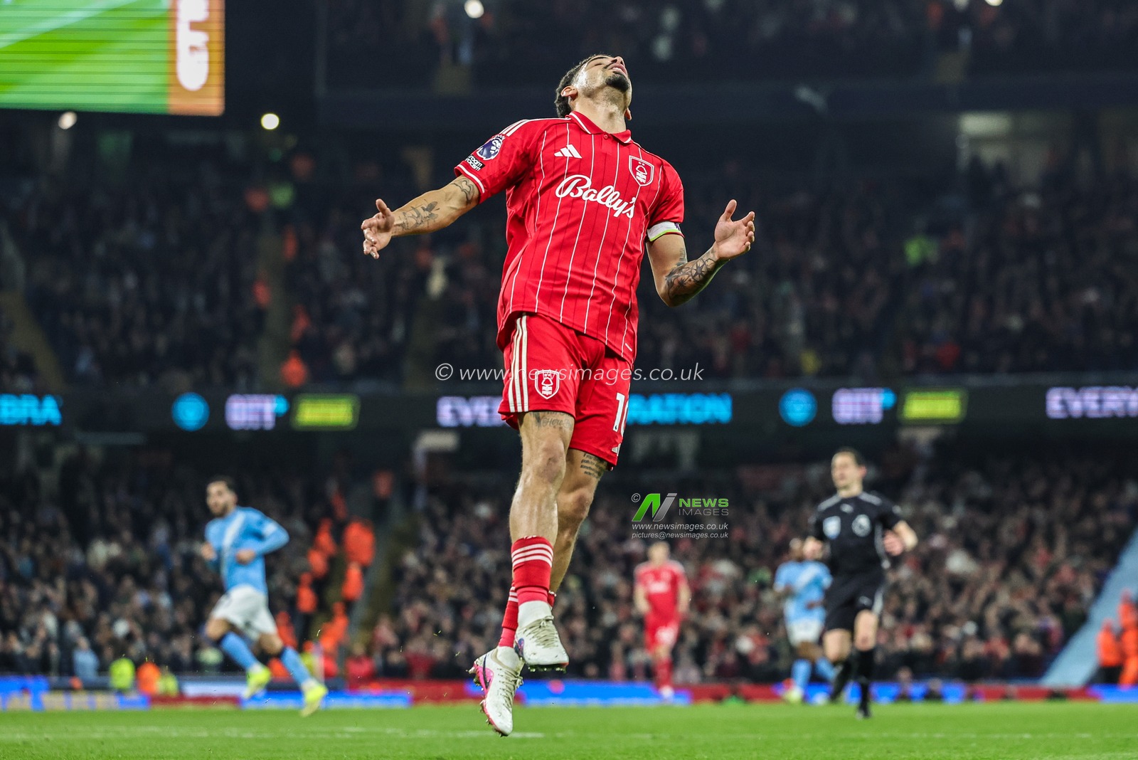 Morgan Gibbs-White of Nottingham Forest reacts after a missed chance on goal during the Premier League match Manchester City vs Nottingham Forest at Etihad Stadium, Manchester, United Kingdom on 04 March 2026

(Photo by Mark Cosgrove/News Images)
