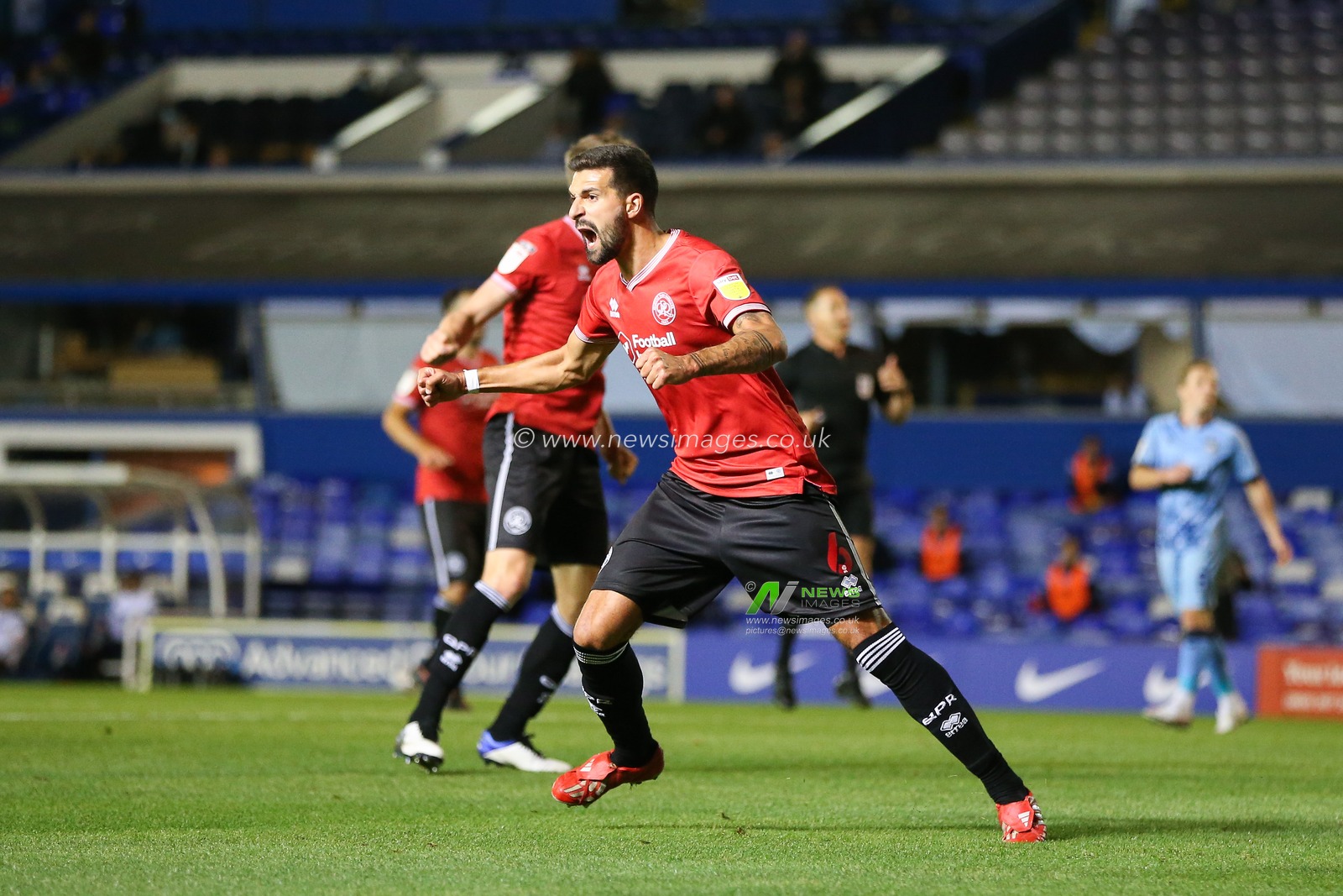 Yoann Barbet of Queens Park Rangers celebrates his goal