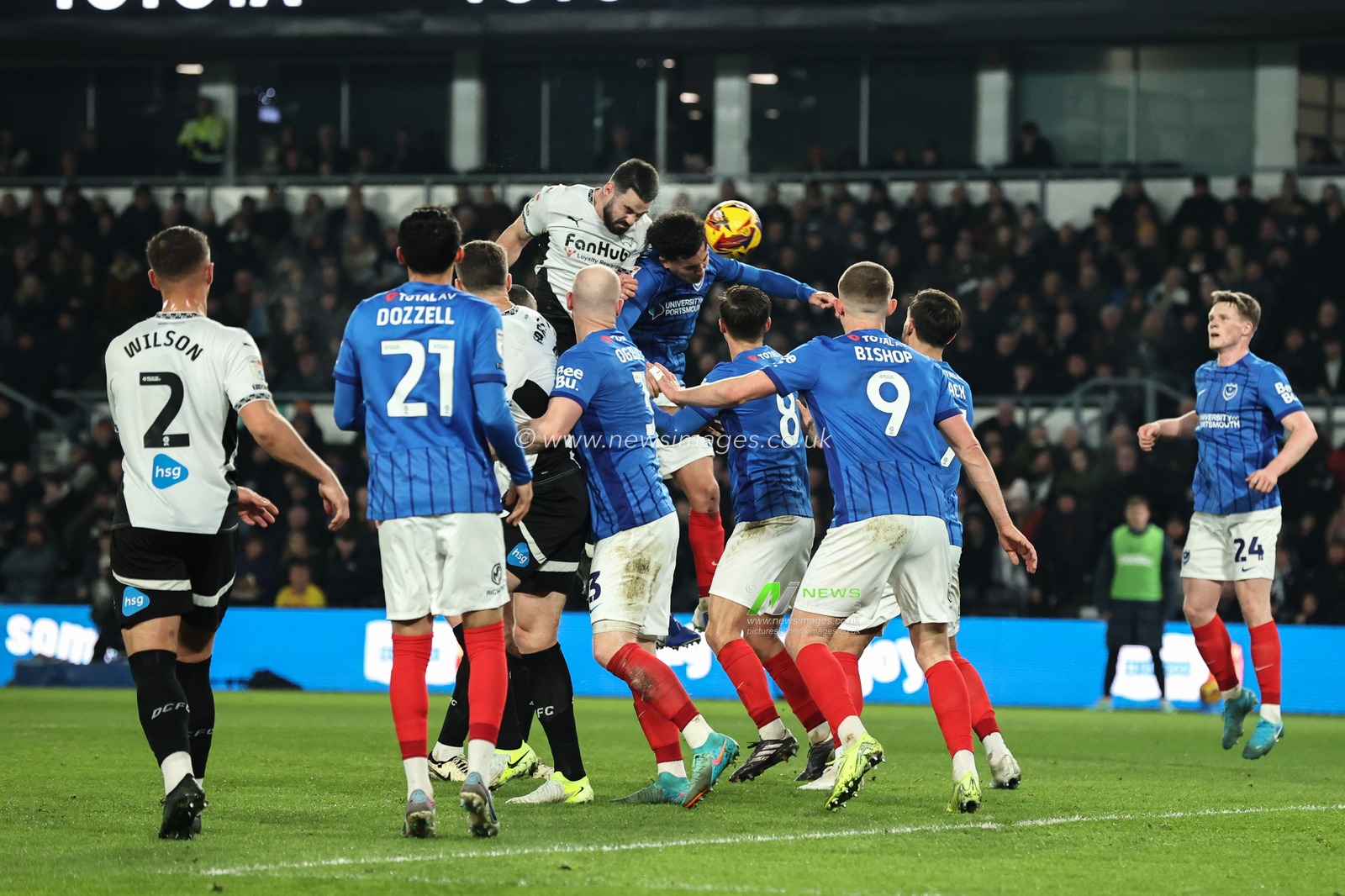 Eiran Cashin of Derby County scores to make it 2-0 during the Sky Bet Championship match Derby County vs Portsmouth at Pride Park Stadium, Derby, United Kingdom, 13th December 2024

(Photo by Alfie Cosgrove/News Images)