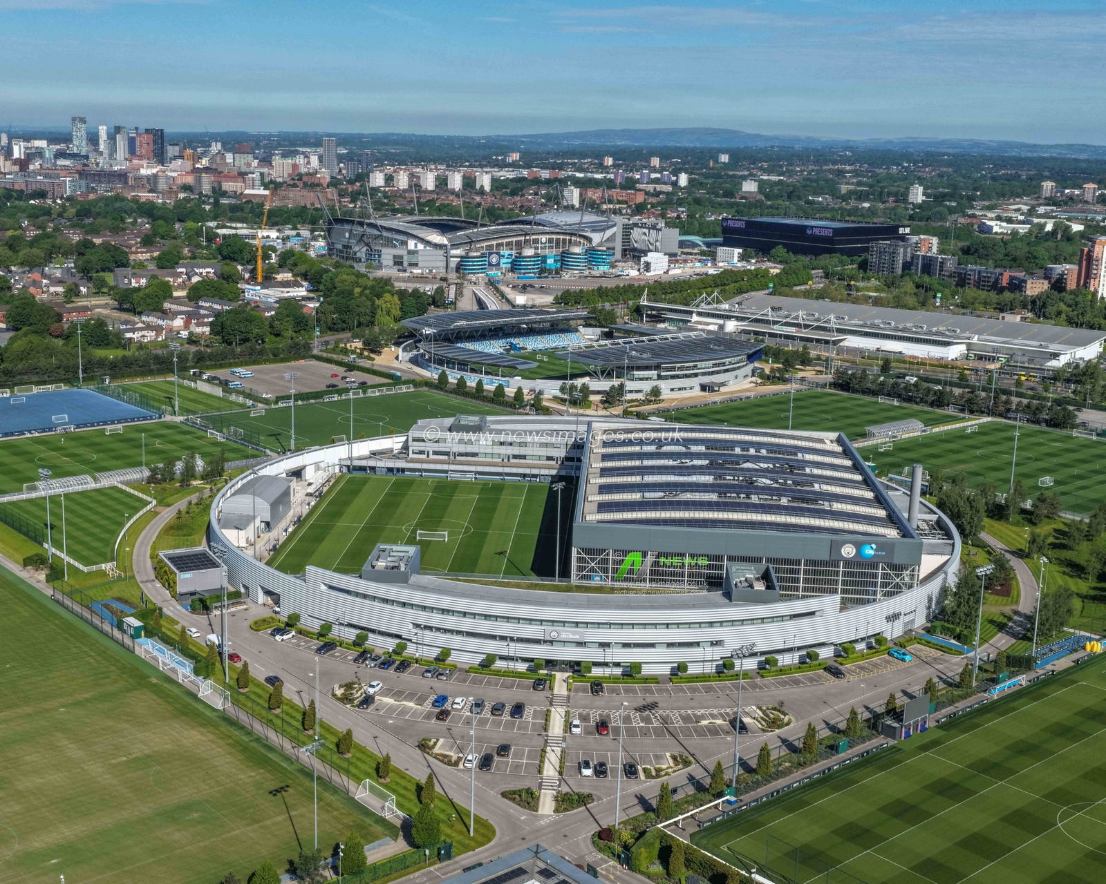 An aerial view of The Etihad Stadium from the Campus training facility during the Premier League match Manchester City vs Aston Villa at Etihad Stadium, Manchester, United Kingdom on 24 May 2026

(Photo by Mark Cosgrove/News Images)