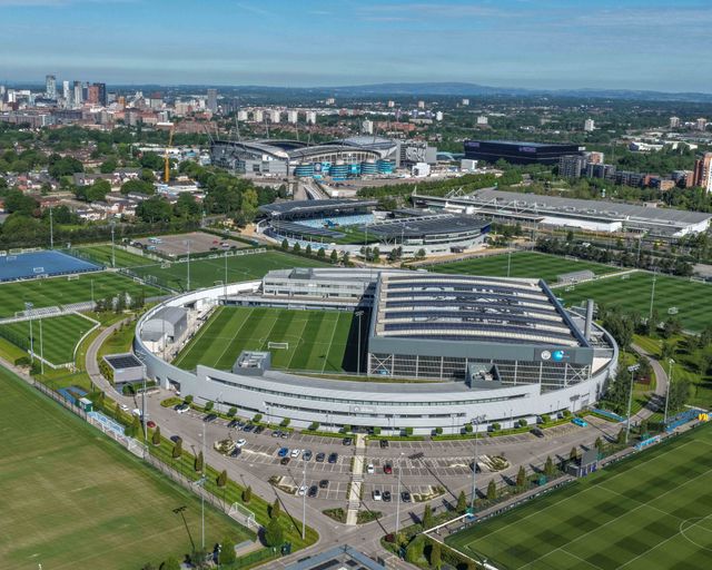 An aerial view of The Etihad Stadium from the Campus training facility during the Premier League match Manchester City vs Aston Villa at Etihad Stadium, Manchester, United Kingdom on 24 May 2026

(Photo by Mark Cosgrove/News Images)