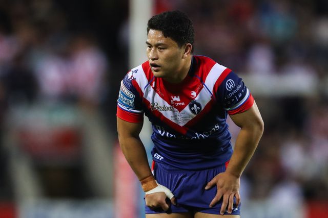 Mason Lino of Wakefield Trinity during the Betfred Super League  Round 7 match St Helens vs Wakefield Trinity at Totally Wicked Stadium, St Helens, United Kingdom, 11th April 2025

(Photo by Gareth Evans/News Images)