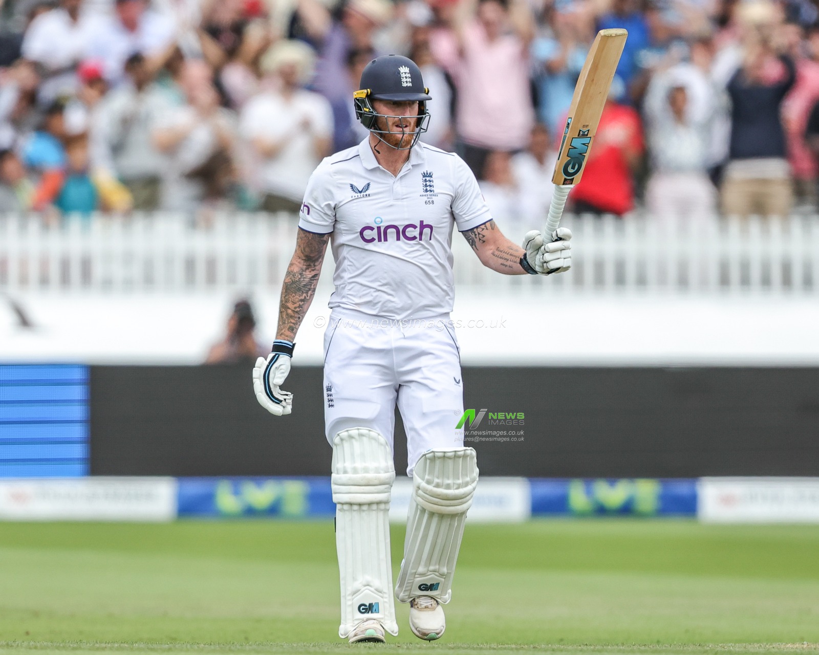 Ben Stokes of England  celebrates his century and a half (150) during the LV= Insurance Ashes Test Series Second Test Day 5 England v Australia at Lords, London, United Kingdom, 2nd July 2023

(Photo by Mark Cosgrove/News Images)