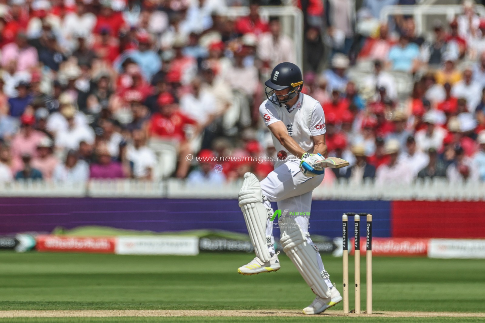 Chris Woakes of England gets hit in the body during the Rothesay Test Match Day Two England v West Indies at Lords, London, United Kingdom, 11th July 2024

(Photo by Mark Cosgrove/News Images)