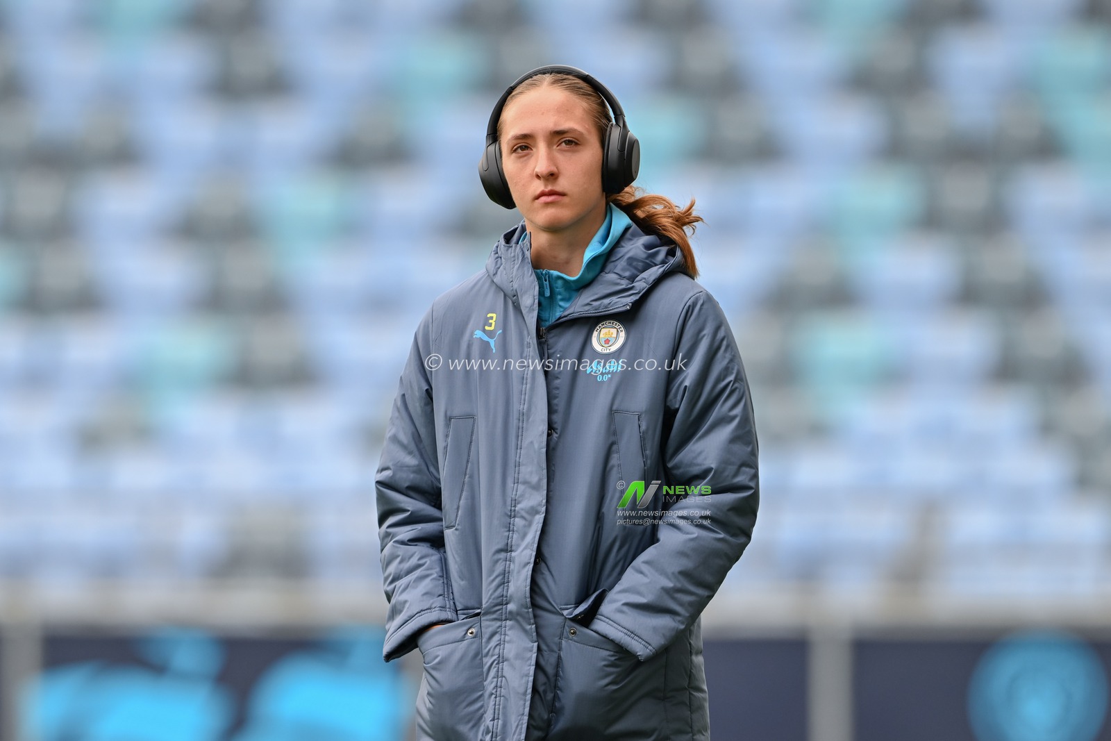 Naomi Layzell of Manchester City Women inspects the pitch ahead of the The Barclays Women's Super League match Manchester City Women vs West Ham United Women at Joie Stadium, Manchester, United Kingdom, 6th October 2024

(Photo by Cody Froggatt/News Images)