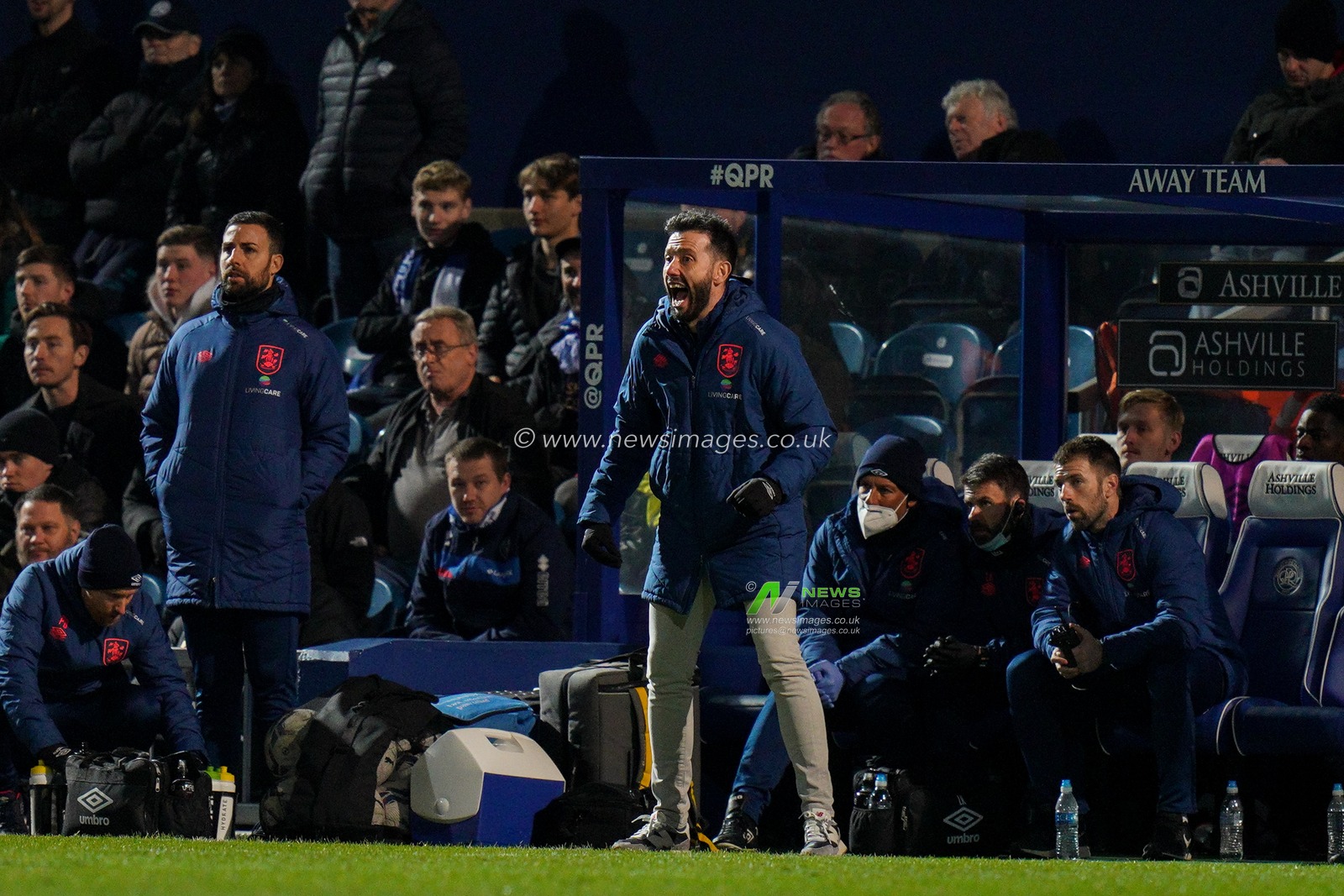 Carlos CorberÃ¡n manager of Huddersfield Town shouts his instructions