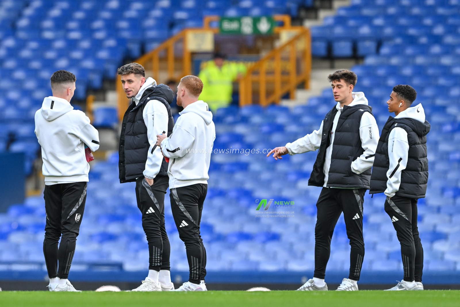 Fulham players inspect the pitch ahead of the Premier League match Everton vs Fulham at Goodison Park, Liverpool, United Kingdom, 26th October 2024

(Photo by Cody Froggatt/News Images)