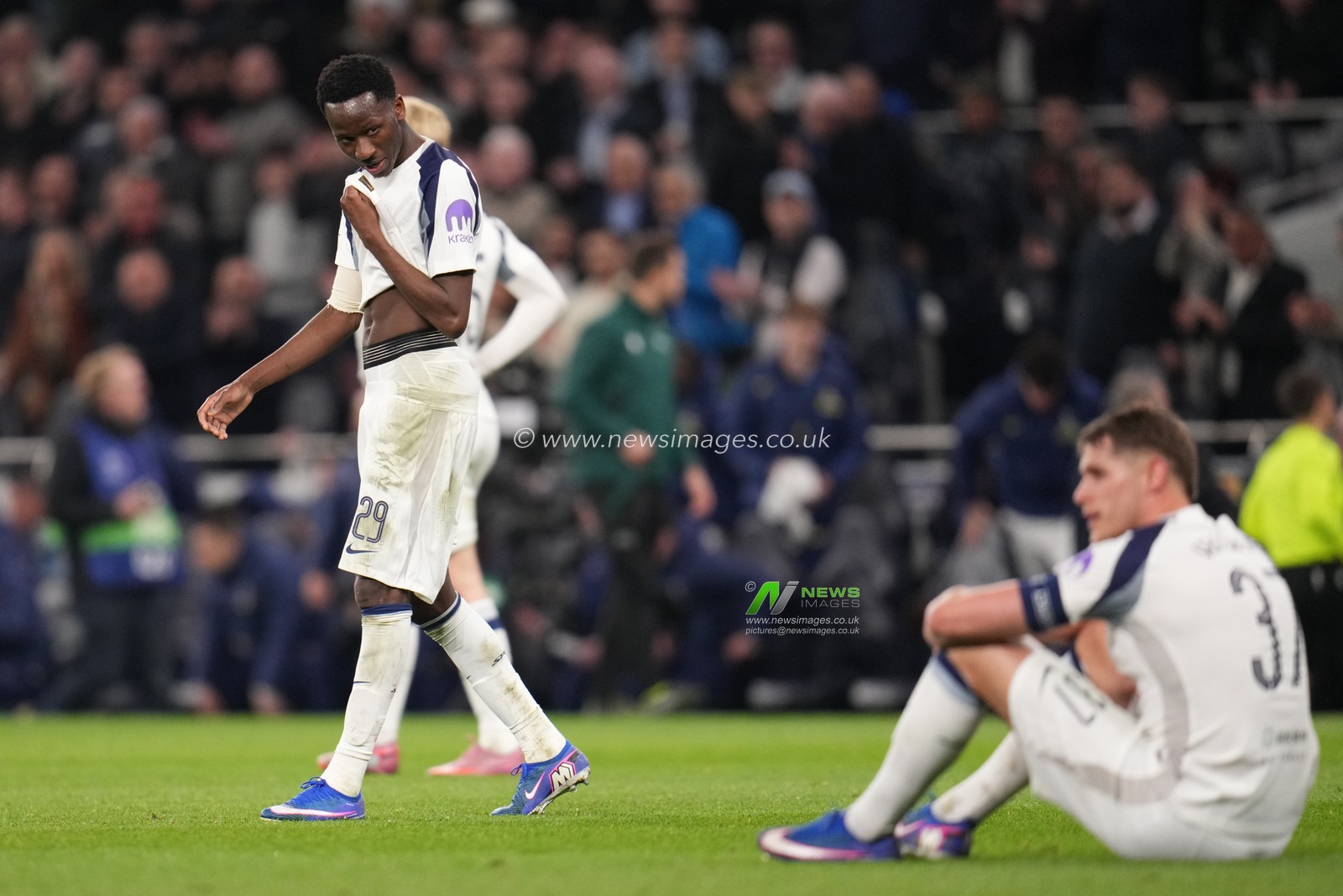 Pape Matar Sarr of Tottenham Hotspur at full time during the UEFA Champions League match Tottenham Hotspur vs Atletico Madrid at Tottenham Hotspur Stadium, London, United Kingdom on 18 March 2026

(Photo by Harvey Murphy/News Images)