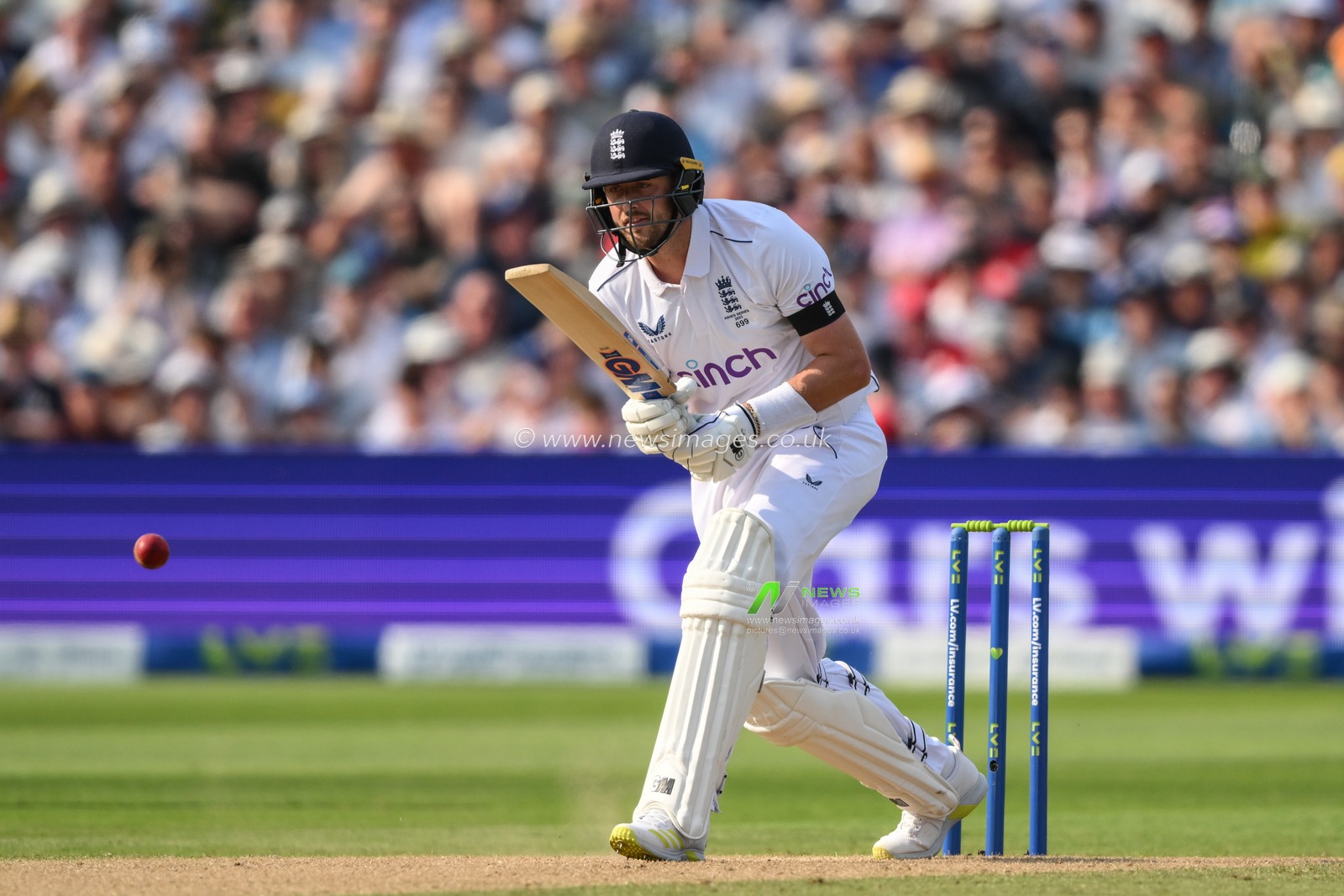 Ollie Robinson of England plays a shot during the LV= Insurance Ashes First Test Series Day 1 England vs Australia at Edgbaston, Birmingham, United Kingdom, 16th June 2023

(Photo by Craig Thomas/News Images)