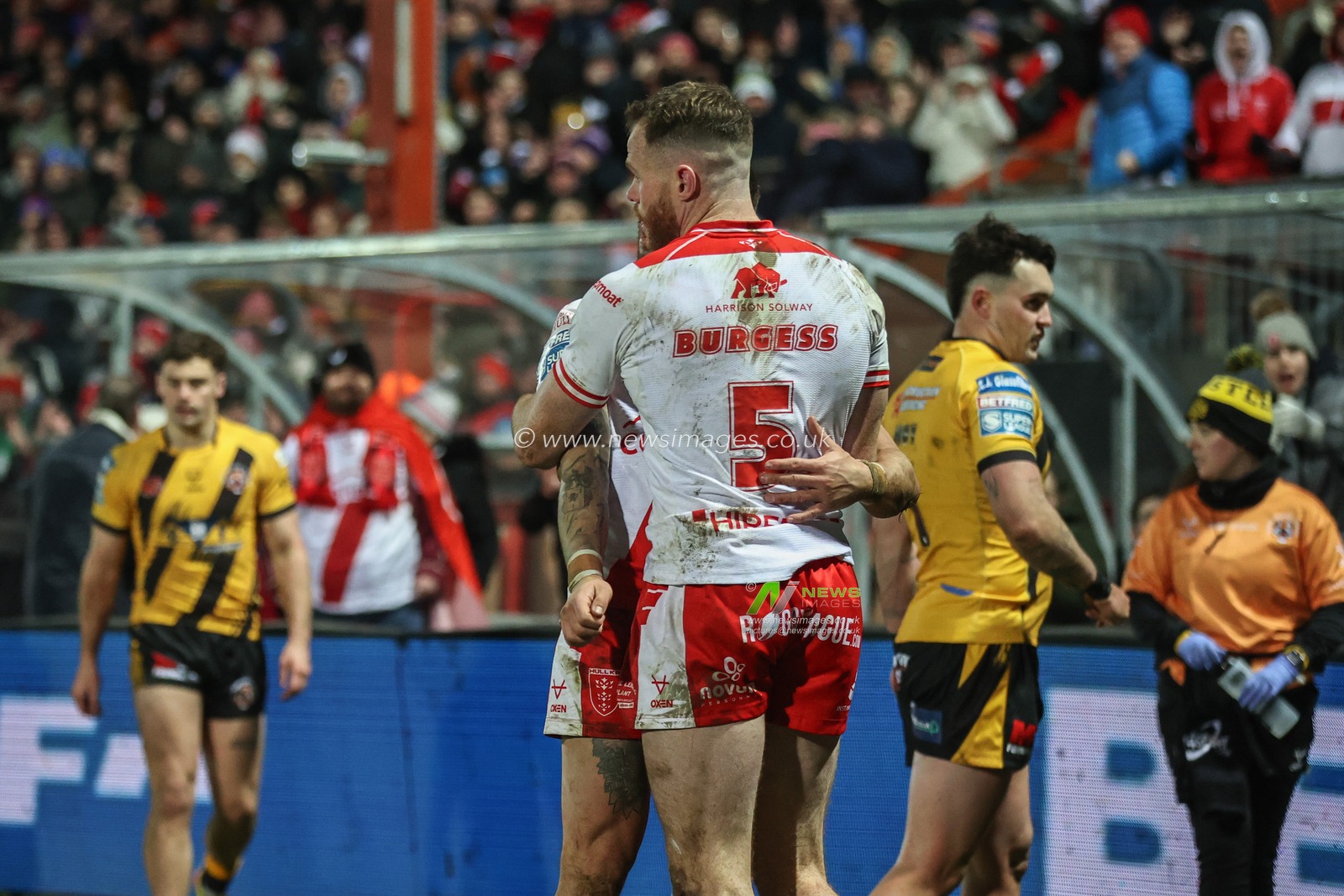 Joe Burgess of Hull KR celebrates his try during the Betfred Super League Round 1 match Hull KR vs Castleford Tigers at Sewell Group Craven Park, Kingston upon Hull, United Kingdom, 14th February 2025

(Photo by Alfie Cosgrove/News Images)