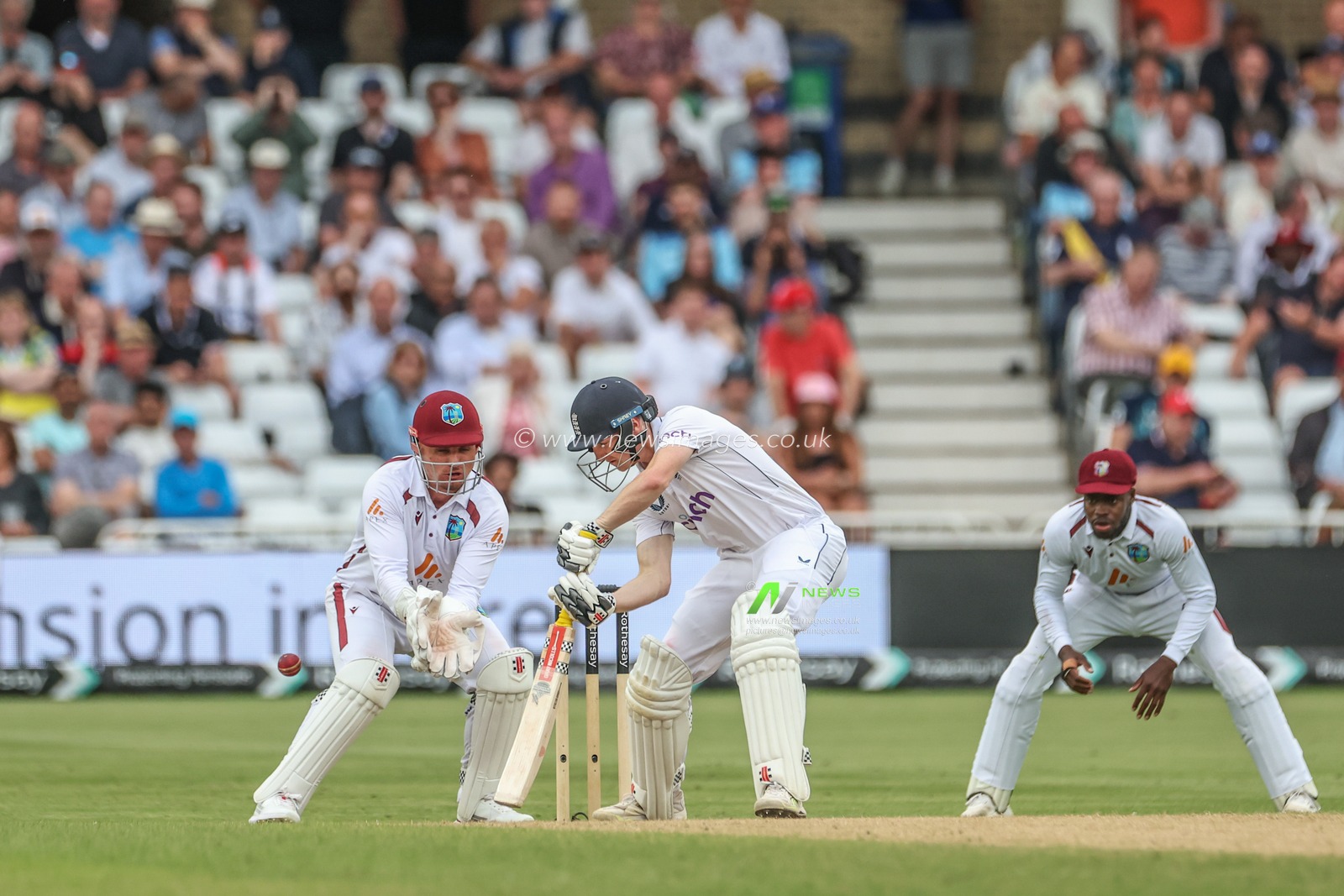 Harry Brook of England hits the ball for four runs during the Rothesay Test Match day three England vs West Indies at Trent Bridge, Nottingham, United Kingdom, 20th July 2024

(Photo by Mark Cosgrove/News Images)