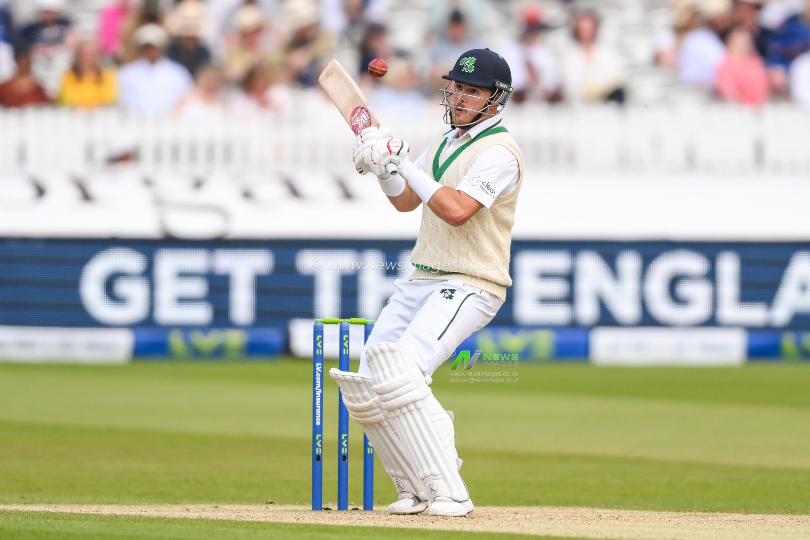 Mark Adair of Ireland guides the ball to the boundary for 4 runs during the LV= Insurance Test match Test Day 3 England vs Ireland at Lords, London, United Kingdom, 3rd June 2023

(Photo by Craig Thomas/News Images)