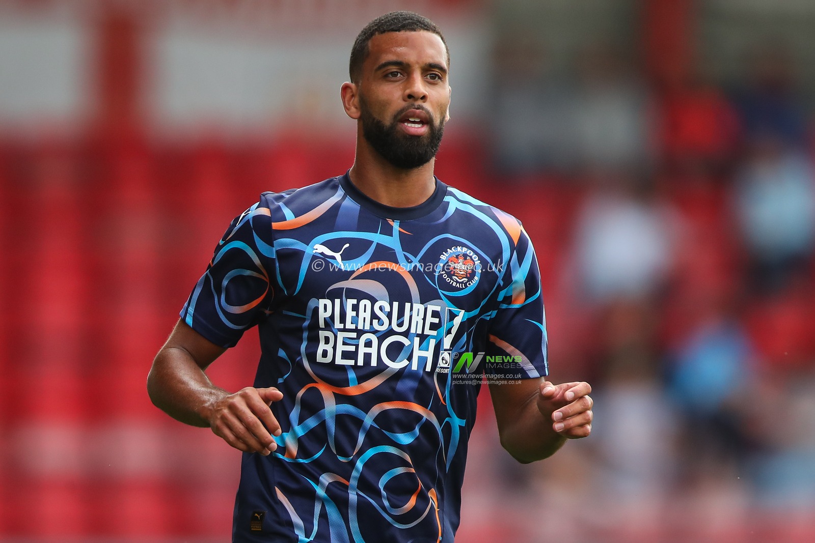 CJ Hamilton of Blackpool during the Pre-season friendly match Crewe Alexandra vs Blackpool at Alexandra Stadium, Crewe, United Kingdom, 3rd August 2024

(Photo by Gareth Evans/News Images)
