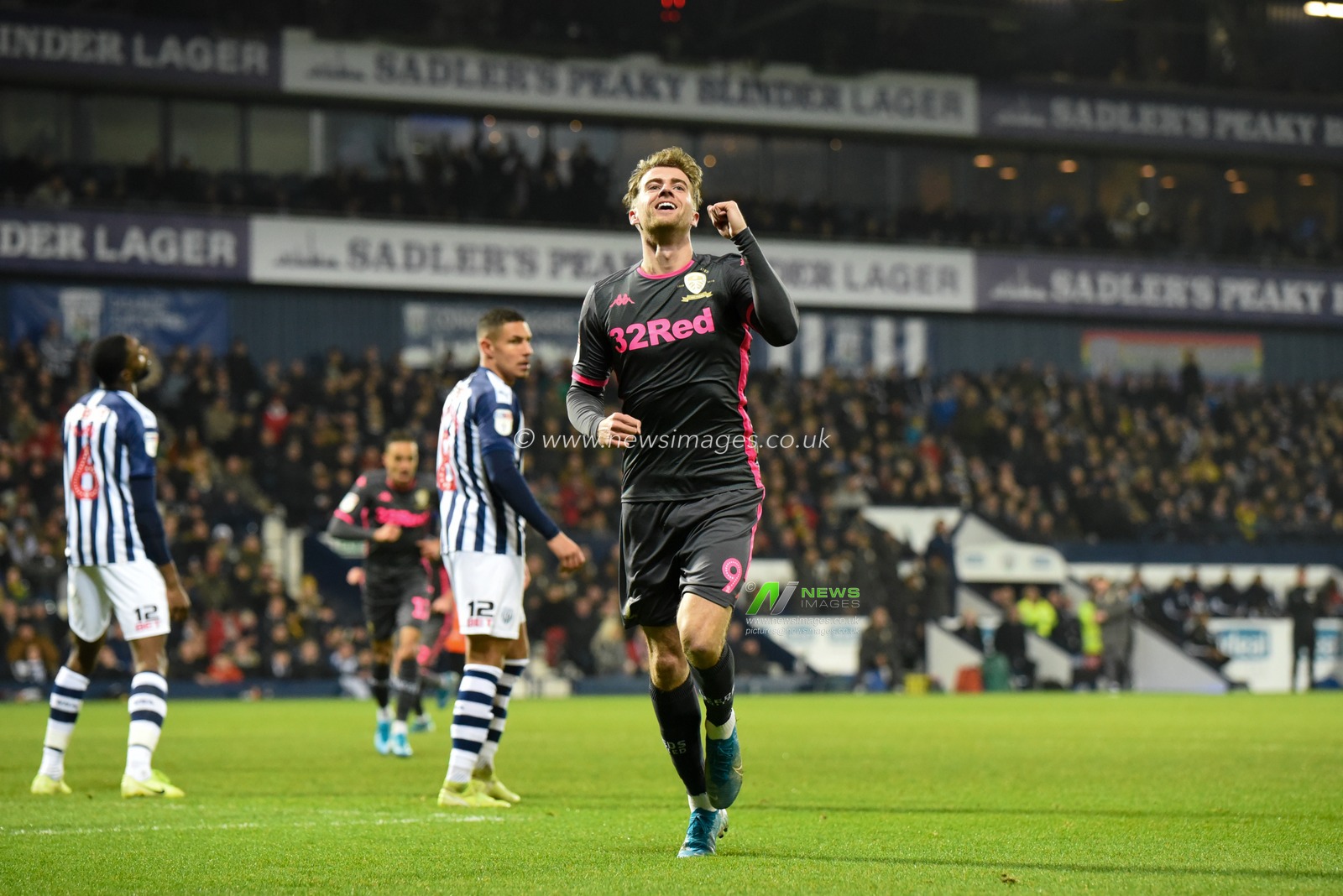 1st January 2020, The Hawthorns, West Bromwich, England; Sky Bet Championship, West Bromwich Albion v Leeds United : Patrick Bamford (9) of Leeds United celebrates his goal to make the score 1-1

Credit: Simon Whitehead/News Images