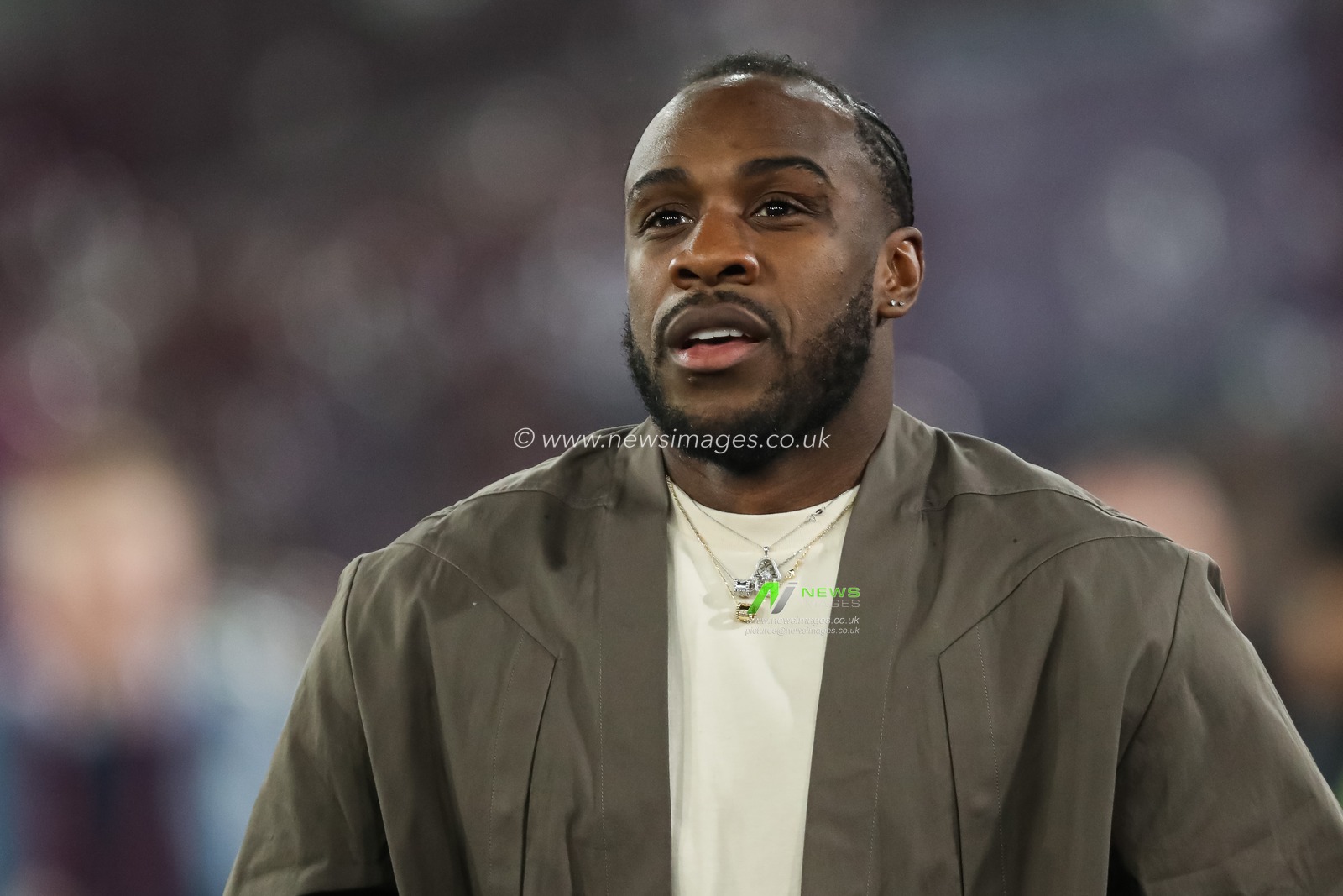 Injured Michail Antonio of West Ham United in attendance at tonights Premier League match West Ham United vs Newcastle United at London Stadium, London, United Kingdom, 10th March 2025

(Photo by Izzy Poles/News Images)