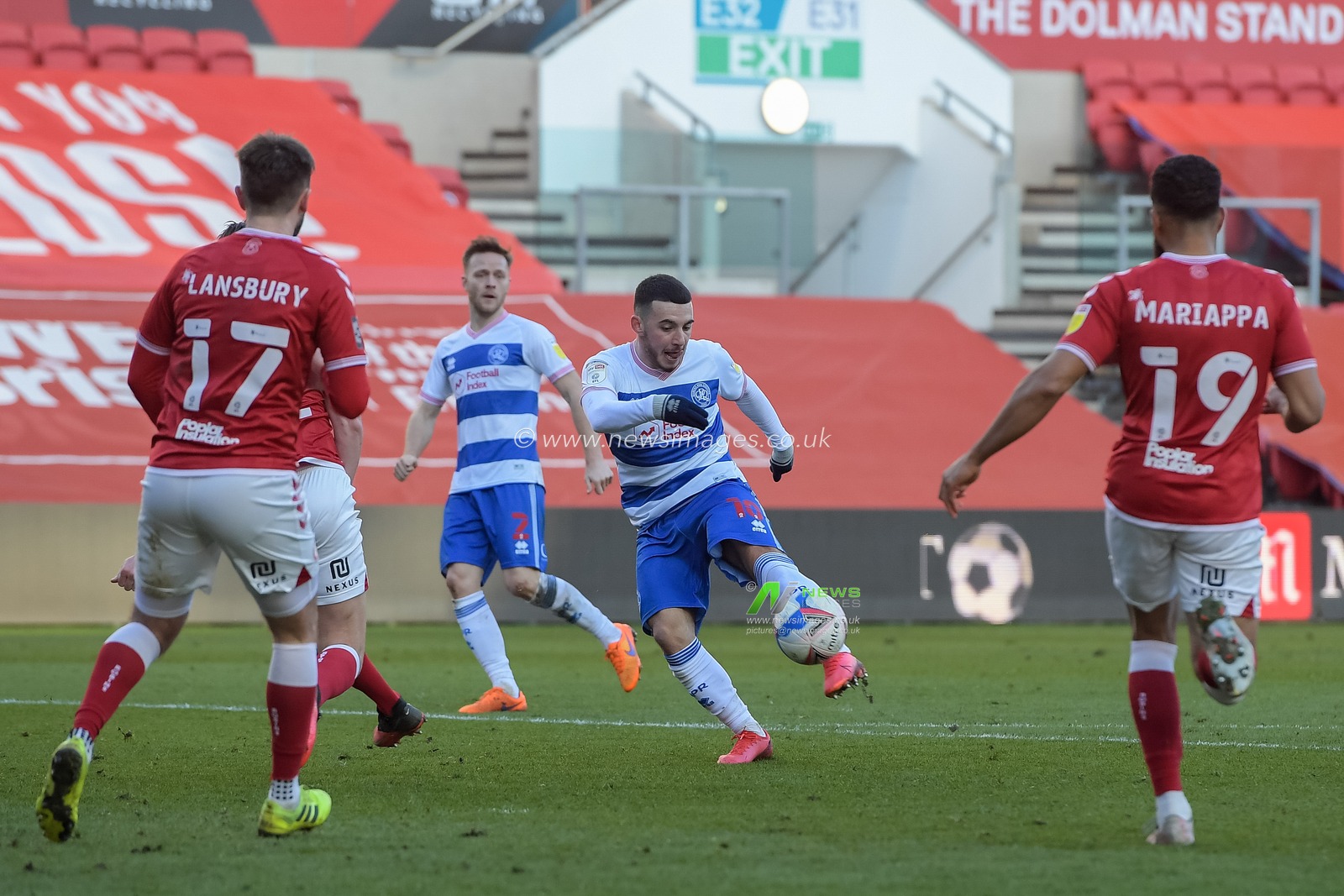 Ilias Chair #10 of Queens Park Rangers volley goes over the bar