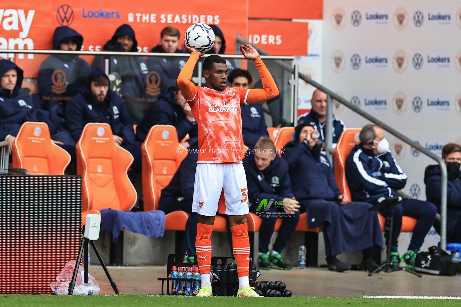 Dujon Sterling #35 of Blackpool in action during the game