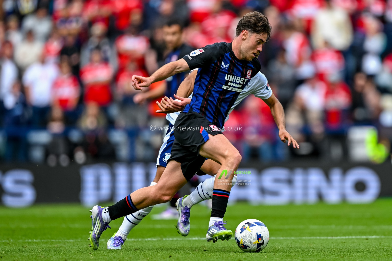 Hayden Hackney of Middlesbrough  makes a run towards goal during the Sky Bet Championship match Preston North End vs Middlesbrough at Deepdale, Preston, United Kingdom, 13th September 2025

(Photo by Adam Gee/News Images)