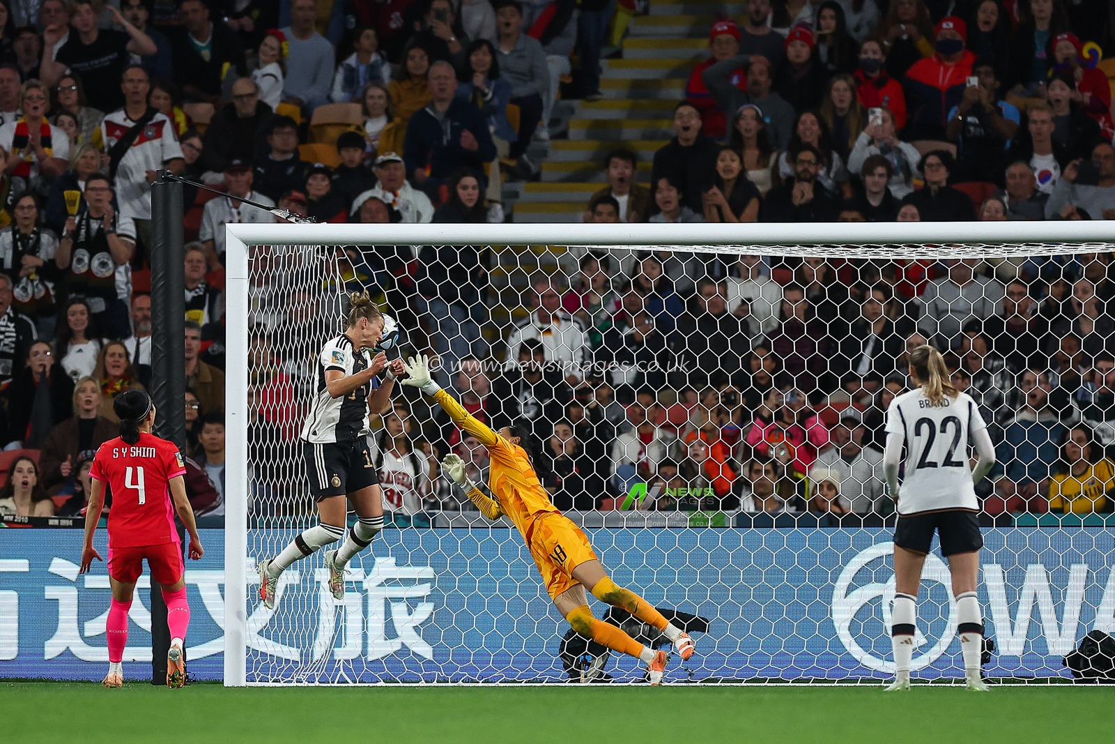 Alexandra Popp #11 of Germany scores but is ruled out for off side NO GOAL during the FIFA Women's World Cup 2023 Group H match South Korea vs Germany Women at Suncorp Stadium, Brisbane, Australia, 3rd August 2023

(Photo by Patrick Hoelscher/News Images)