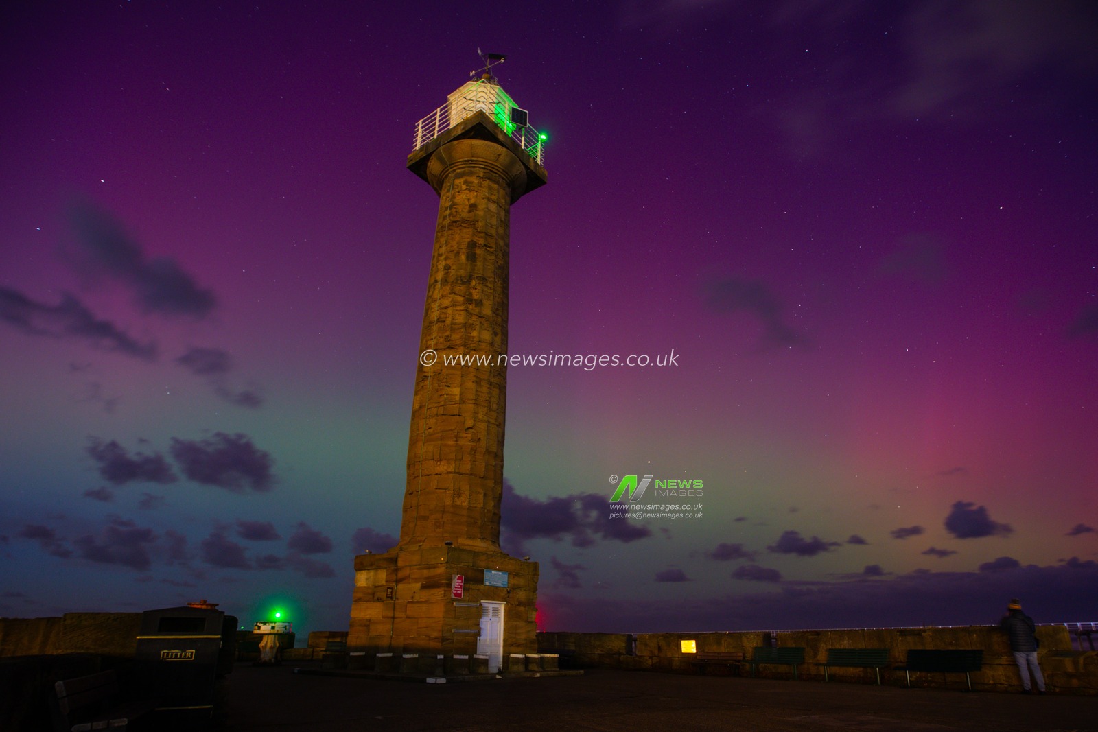 Northern Lights also know as the Aurora Borealis shines across Whitby Harbour, Whitby, United Kingdom, 10th October 2024

(Photo by Alfie Cosgrove/News Images)