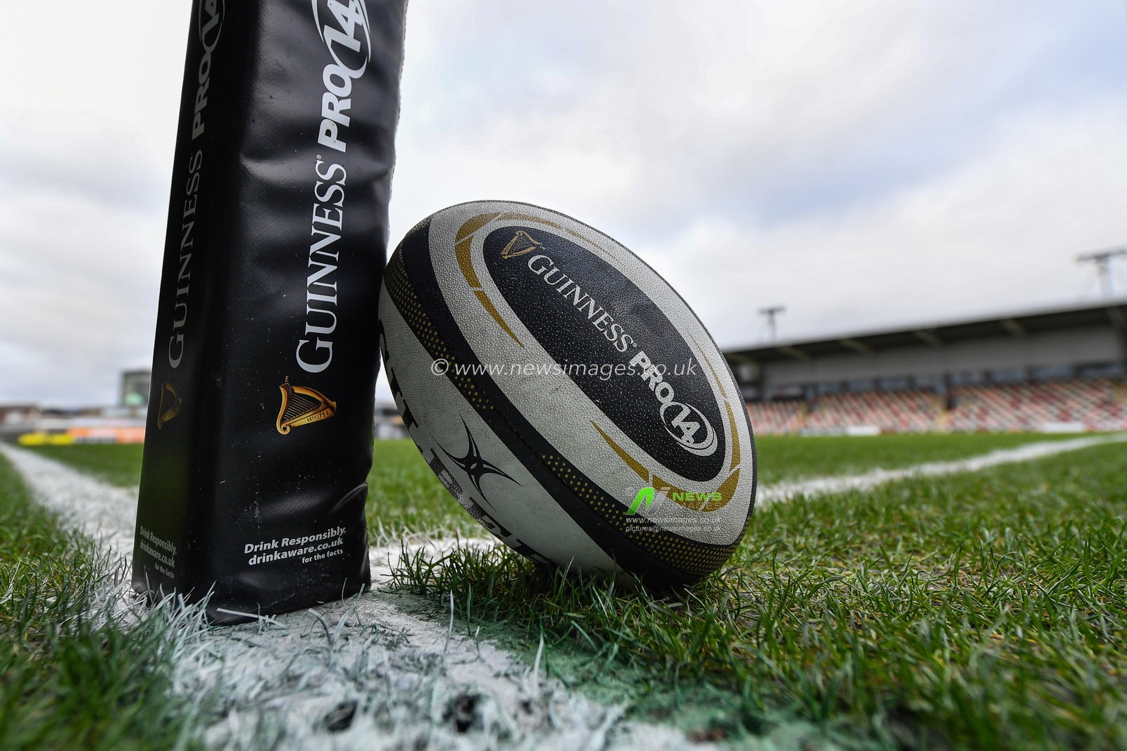 4th January 2020, Rodney Parade, Newport, Wales; Guinness PRO14, Dragons Rugby v Ospreys : Guinness Pro 14 branded ball and corner flag

Credit: Craig Thomas/News Images