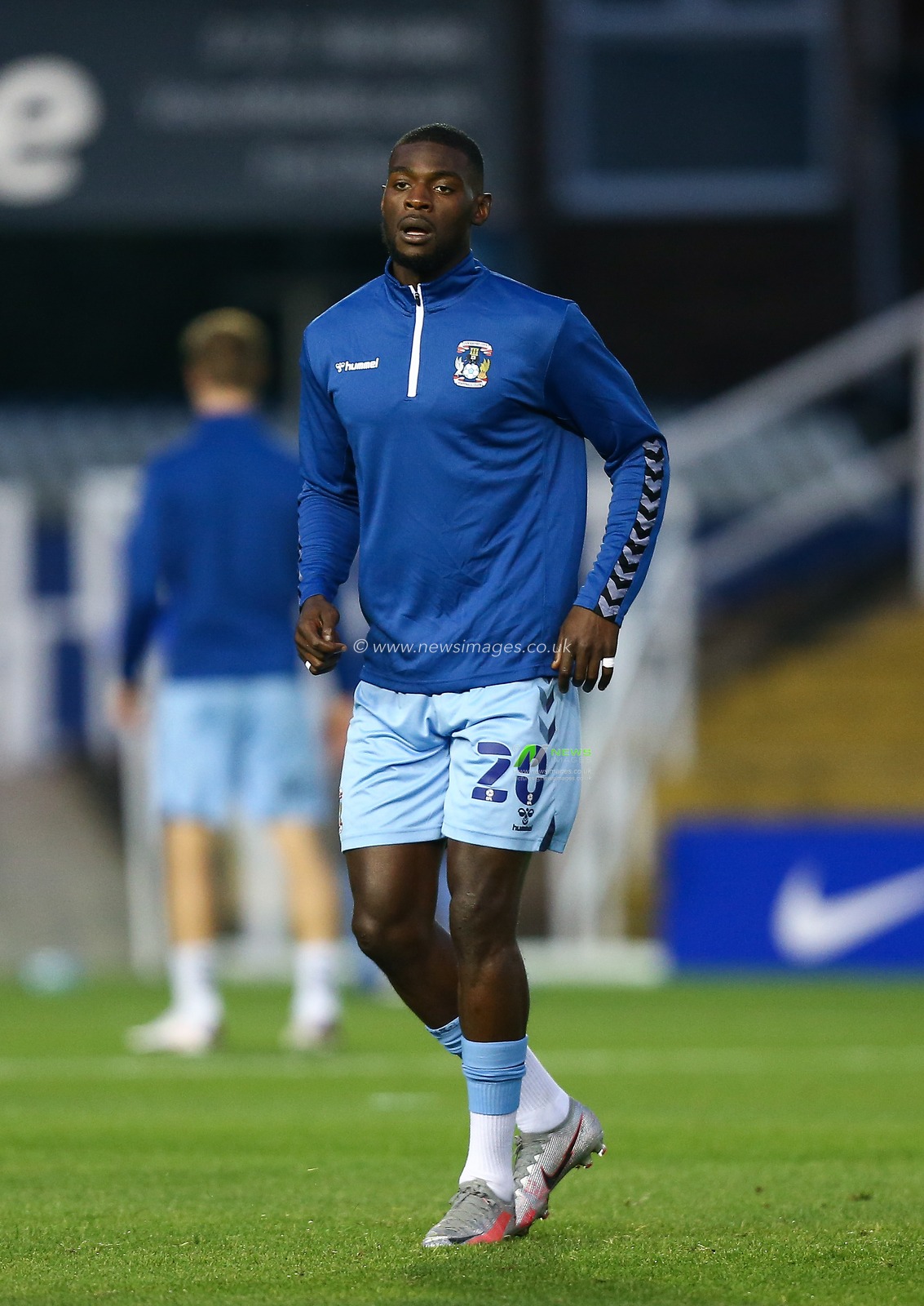Amadou Bakayoko of Coventry City warms up ahead of the game against QPR.