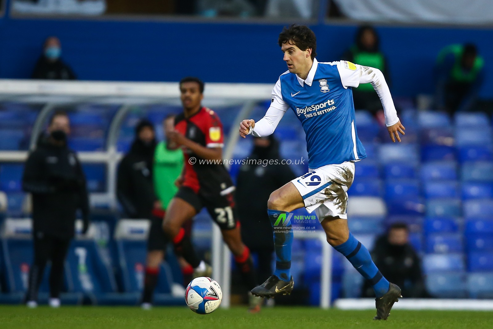 Mikel San Jose #19 of Birmingham City dribbles the ball