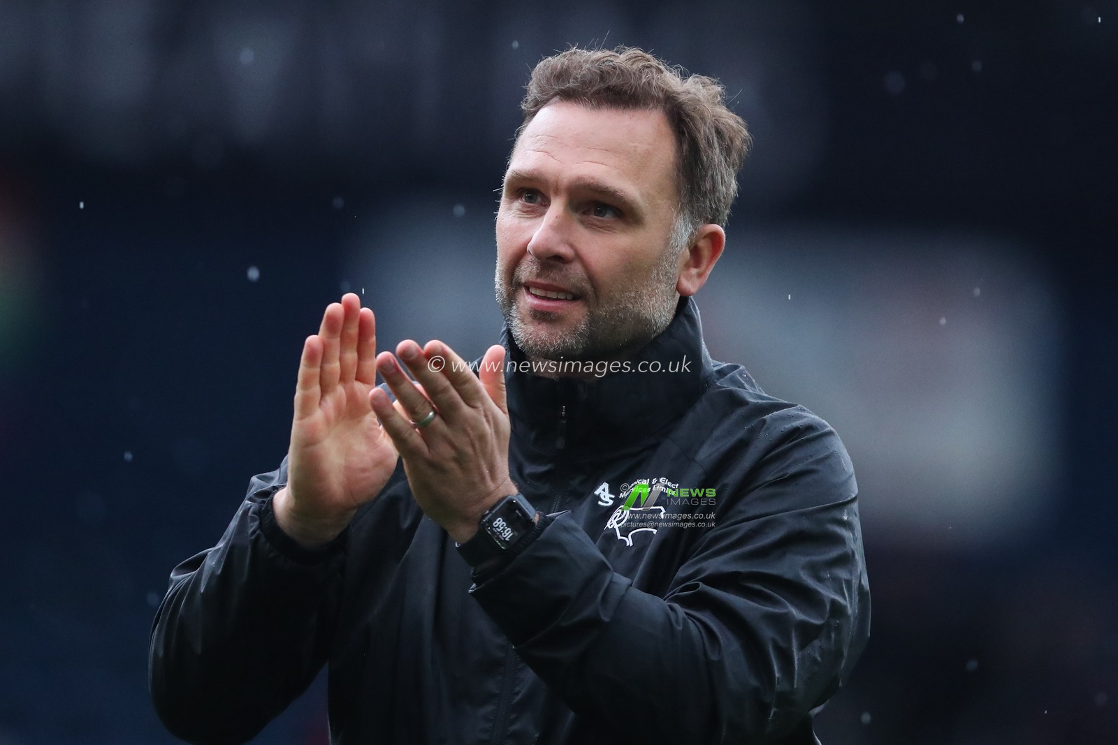 John Eustace manager of Derby County celebrates his teams win after the Sky Bet Championship match West Bromwich Albion vs Derby County at The Hawthorns, West Bromwich, United Kingdom, 21st April 2025

(Photo by Gareth Evans/News Images)