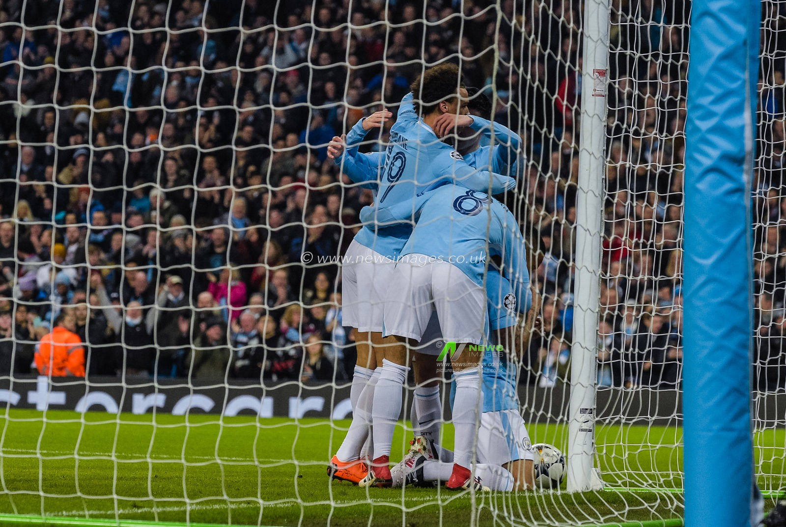 7th March 2018 , Etihad Stadium, Manchester, England; Champions League Round of 16 leg 2, Manchester City versus FC Basel; Gabriel Jesus #33 of Manchester City celebrates his goal with team mates