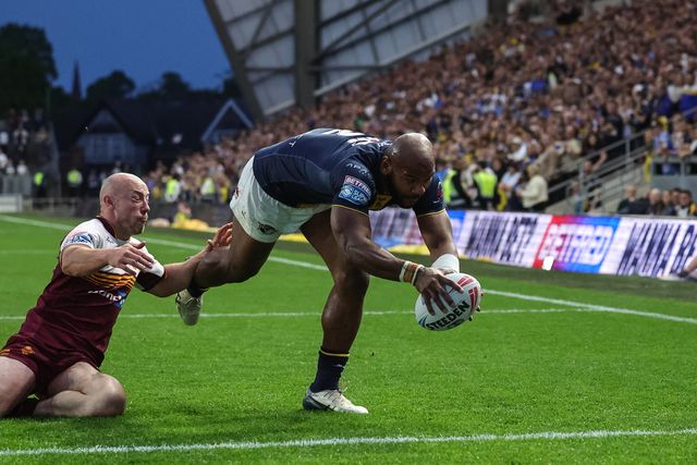 Maika Sivo of Leeds Rhinos goes over for a try during the Betfred Super League round 12 match Leeds Rhinos vs Huddersfield Giants at AMT Headingley Stadium, Leeds, United Kingdom on 22 May 2026

(Photo by Mark Cosgrove/News Images)