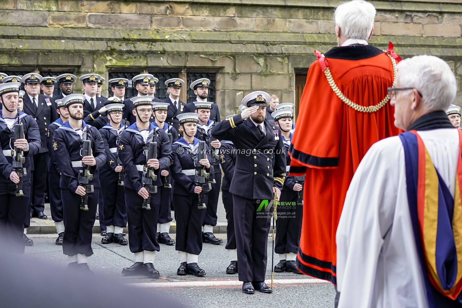 The parade as the HMS Prince of Wales Awarded Freedom Of The City of Liverpool at Liverpool city Centre, Liverpool, United Kingdom, 6th December 2024

(Photo by James Giblin/News Images)