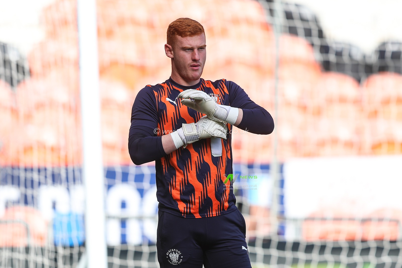 Mackenzie Chapman of Blackpool during the pre-game warm up ahead of the Sky Bet League 1 match Blackpool vs Barnsley at Bloomfield Road, Blackpool, United Kingdom, 19th October 2024

(Photo by Gareth Evans/News Images)