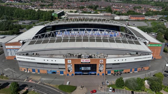An aerial view of The Brick Community Stadium during the Betfred Super League Round 11 match Wigan Warriors vs Leigh Leopards at The Brick Community Stadium, Wigan, United Kingdom, 16th May 2025

(Photo by Mark Cosgrove/News Images)