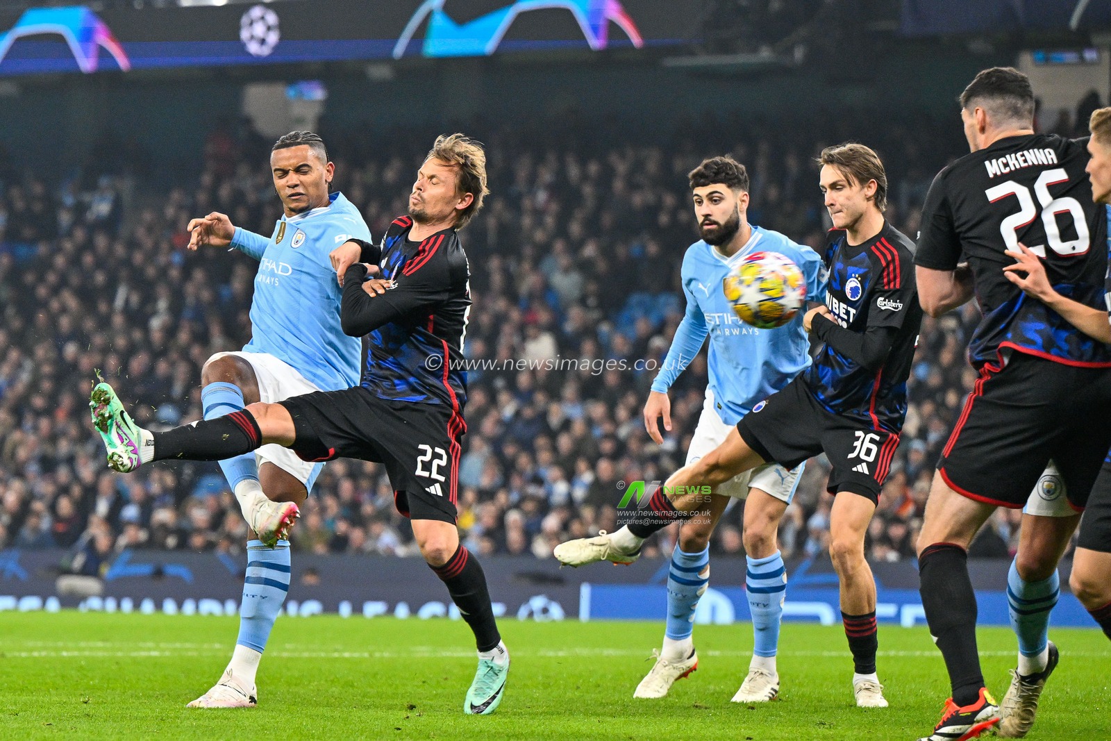 Manuel Akanji of Manchester City celebrates his goal to make it 1-0 during the UEFA Champions League match Manchester City vs F.C. Copenhagen at Etihad Stadium, Manchester, United Kingdom, 6th March 2024

(Photo by Cody Froggatt/News Images)