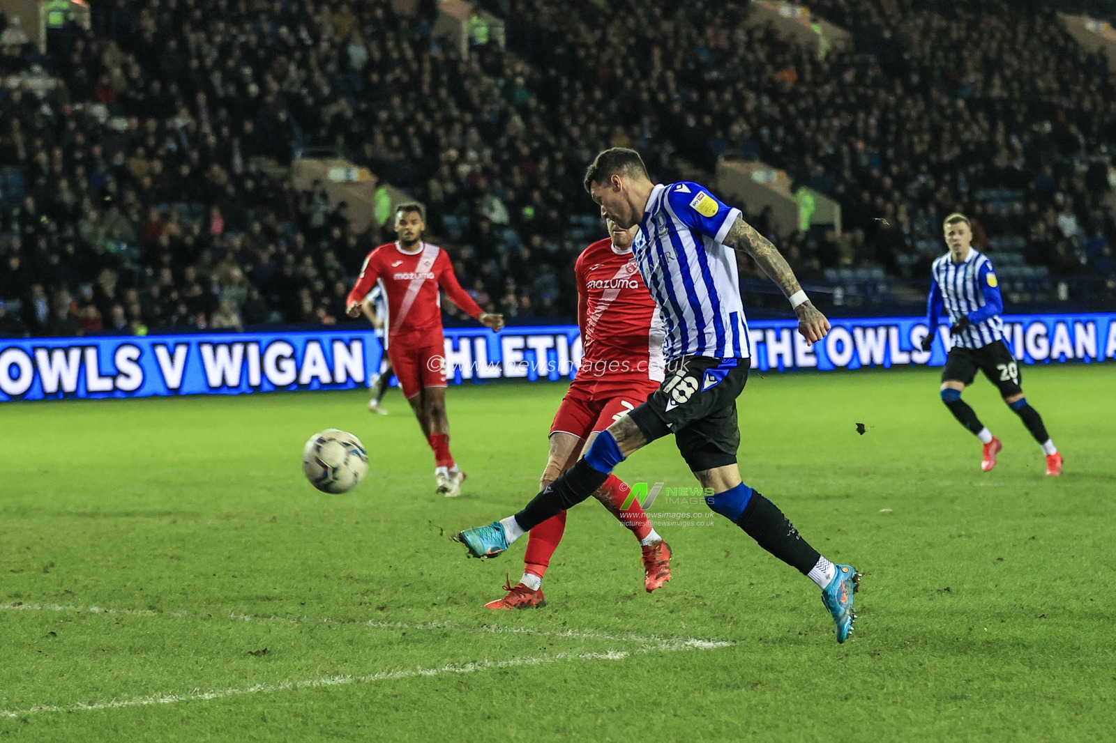 Marvin Johnson #18 of Sheffield Wednesdayâ€™s scores but given off-side