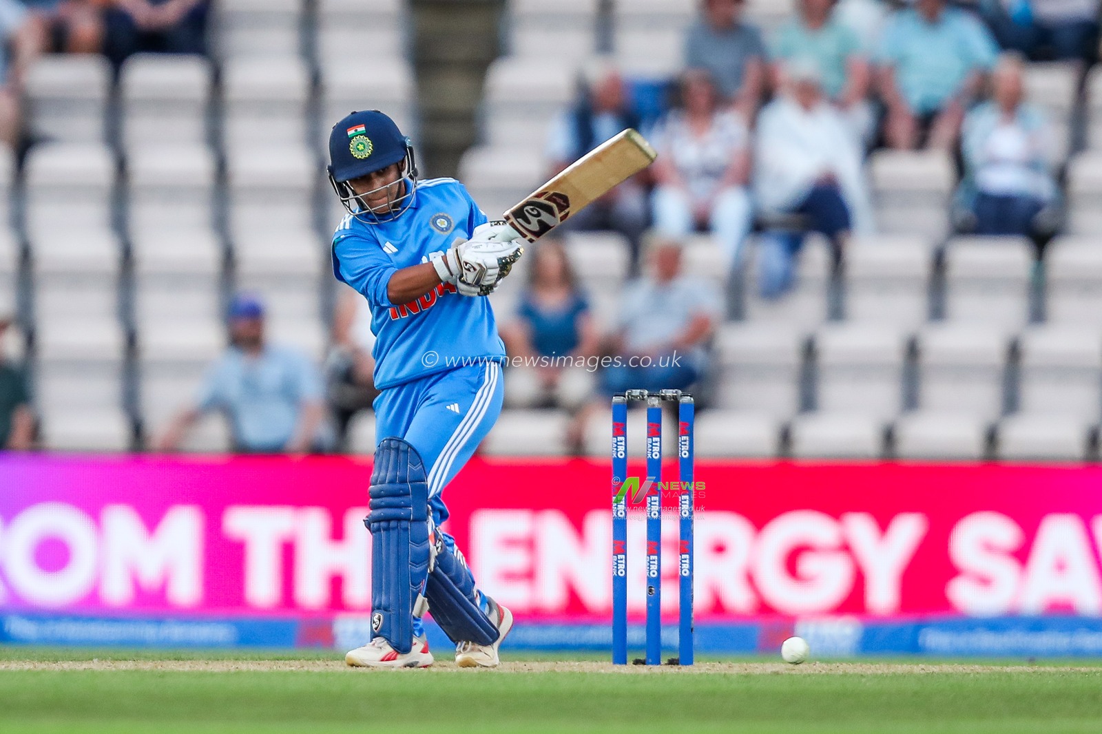 Amanjot Kaur of India bats during the 1st Metro Bank One Day International match England Women vs India Women at The Utilita Bowl, Southampton, United Kingdom, 16th July 2025

(Photo by Izzy Poles/News Images)
