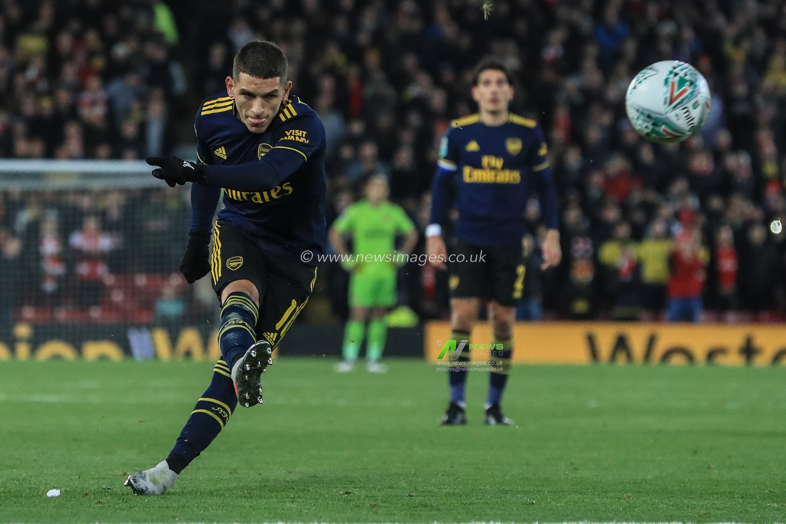 30th October 2019, Anfield, Liverpool, England; Carabao Cup, Liverpool v Arsenal : Lucas Torreira (11) of Arsenal sees his free kick go over 

Credit: Mark Cosgrove/News Images