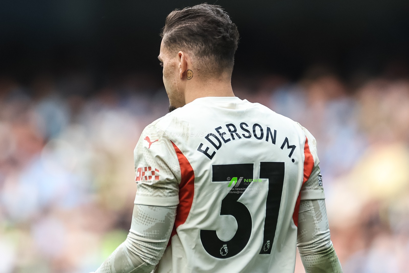 The shirt back of Ederson of Manchester City during the Premier League match Manchester City vs Brentford at Etihad Stadium, Manchester, United Kingdom, 14th September 2024

(Photo by Mark Cosgrove/News Images)
