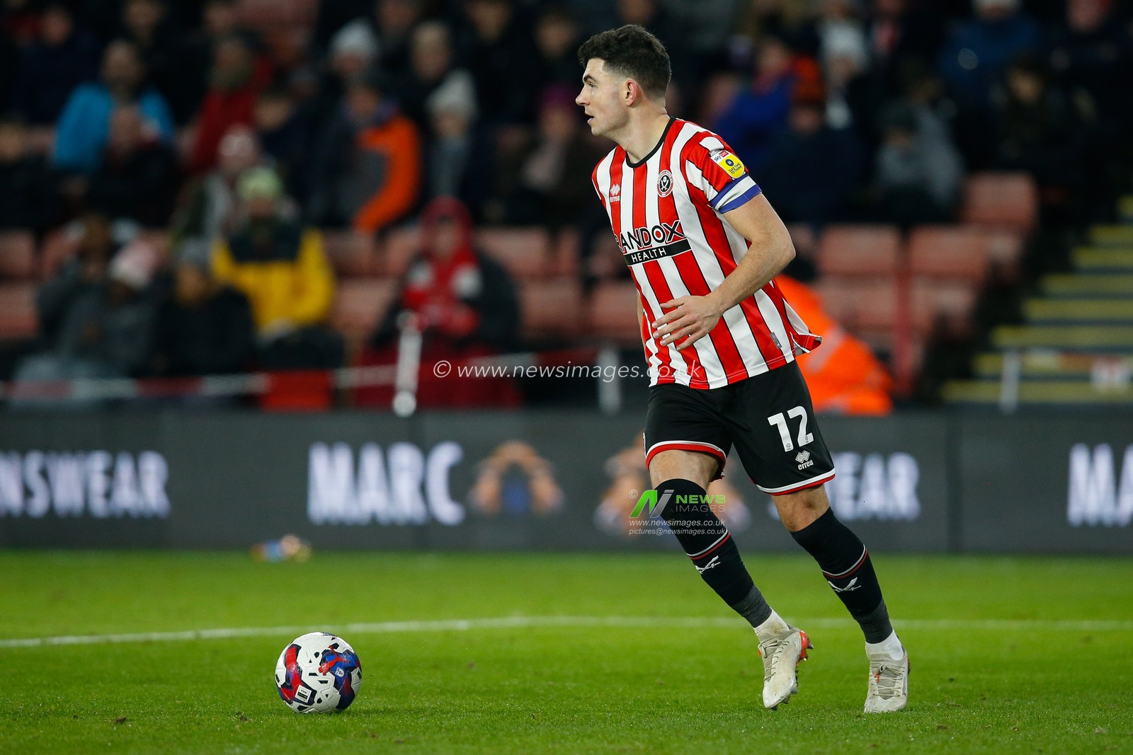 John Egan #12 of Sheffield United during the Sky Bet Championship match Sheffield United vs Hull City at Bramall Lane, Sheffield, United Kingdom, 20th January 2023

(Photo by Ben Early/News Images)