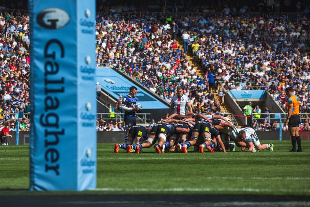 Scrum time during the Gallagher Premiership Play-off Final 2025 Bath Rugby v Leicester Tigers at Allianz Stadium, Twickenham, United Kingdom, 14th June 2025

(Photo by Craig Evans/News Images)