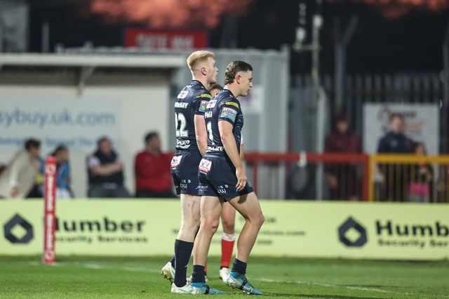Zach Eckersley of Wigan Warriors celebrates his try during the Betfred Super League Round 7 match Hull KR vs Wigan Warriors at Sewell Group Craven Park, Kingston upon Hull, United Kingdom, 11th April 2025

(Photo by Alfie Cosgrove/News Images)